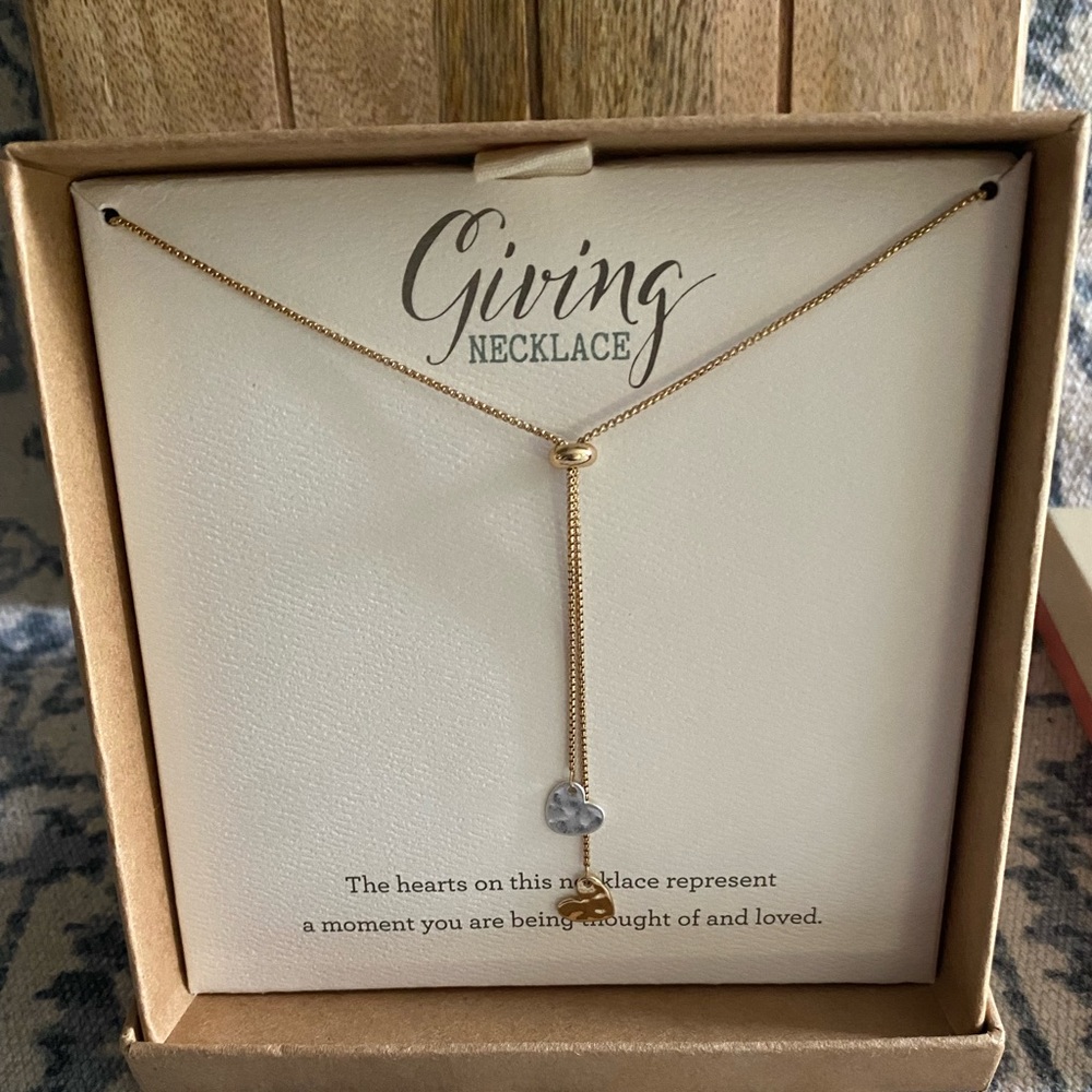 Demdaco charm necklace with double hearts. NWT!